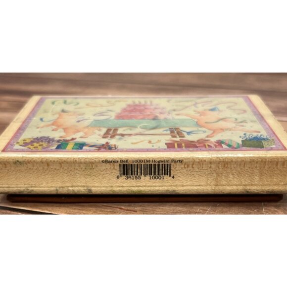 VERY RARE STAMPING OVATION 10001M HOGWILD PARTY BY KAREN BELL WOOD RUBBER STAMP - Picture 5 of 6